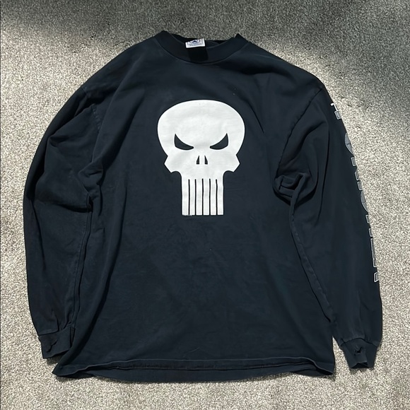 Marvel Other - Vintage Marvel Black Punisher Long Sleeve Shirt